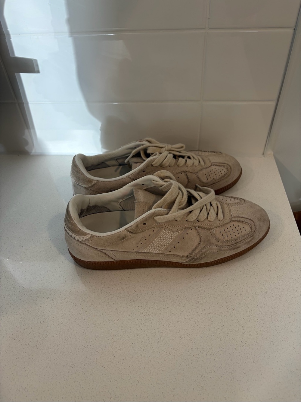 ALOHAS Beige Suede Lace-Up Sneakers - Picture 3 of 6